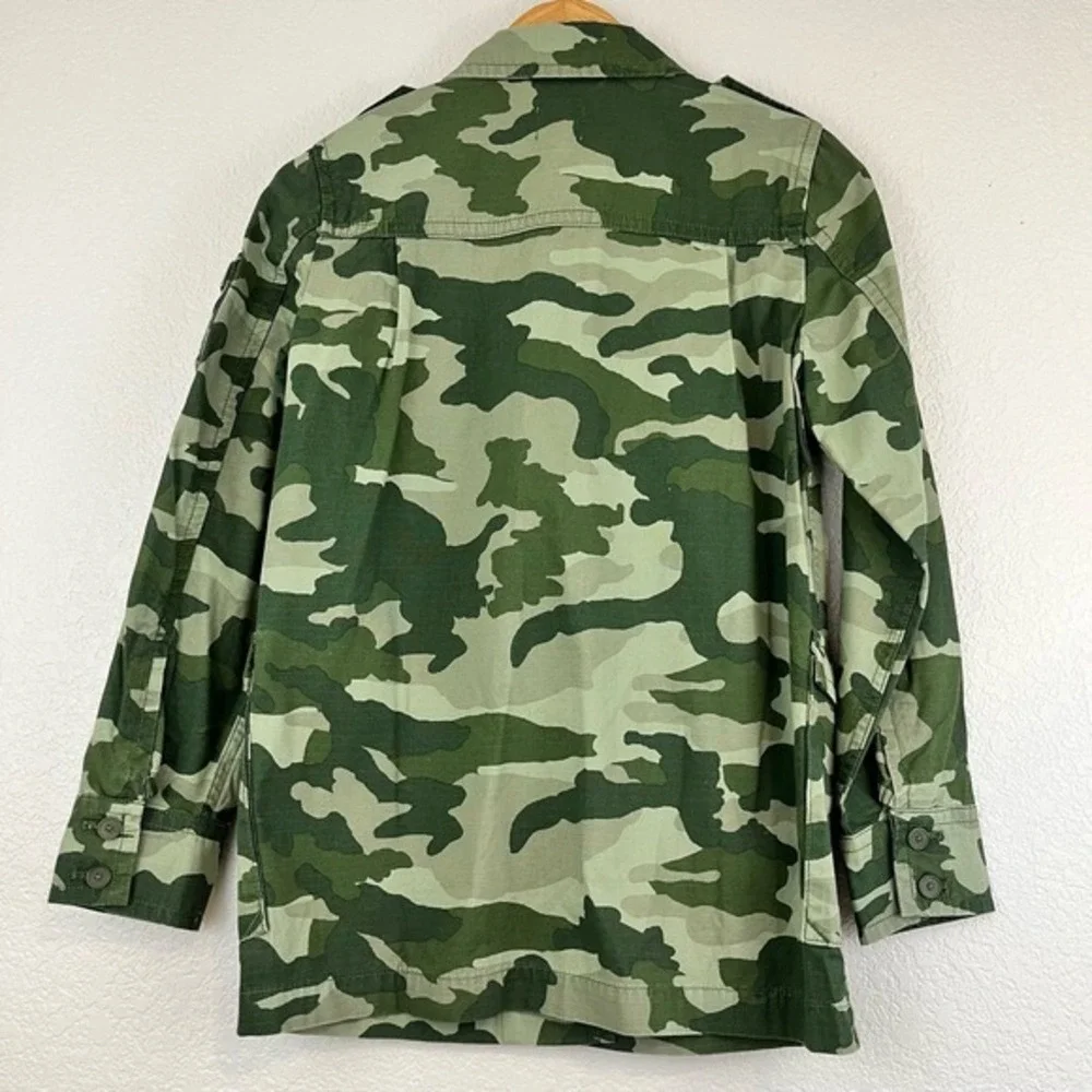J Crew Shacket Womens XXS‎ Camo Trench Utility 100% Cotton It Girl NWT